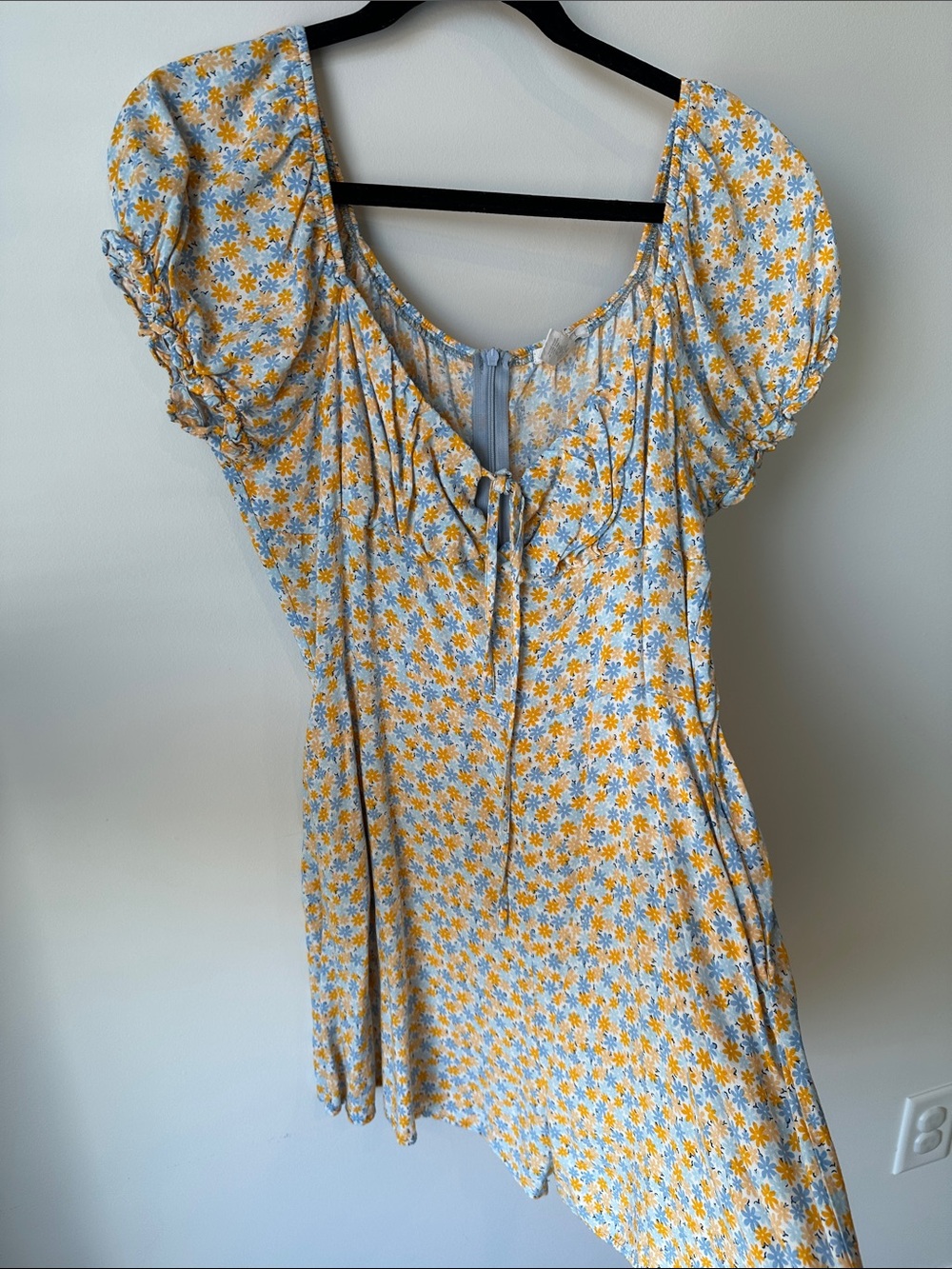 Full Tilt Yellow and Blue Floral Short Dress Romper